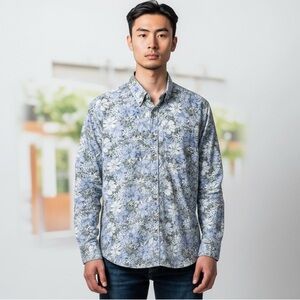 BF524 Mens Purple Haze Properties Jimi Hendrix Rock n Roll Floral Button Shirt L